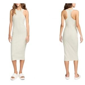 Nike Chill Rib Knit Slim Sleeveless Midi Dress Size M High Neck Bodycon‎ Swoosh